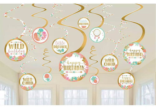 Boho Girl Birthday Party Swirl decorations