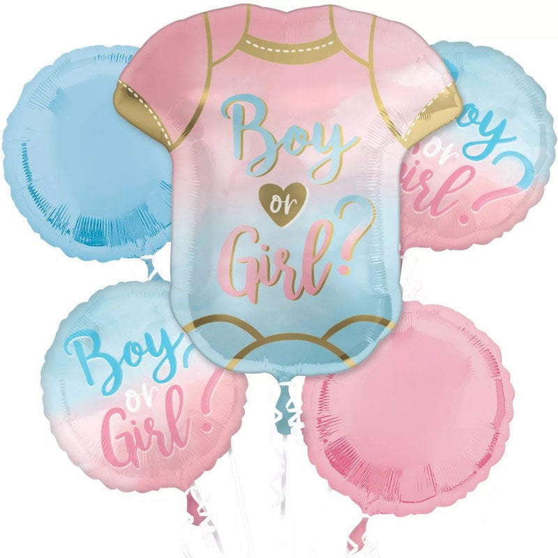 Gender Reveal Boy Or Girl Foil Balloon Bouquet