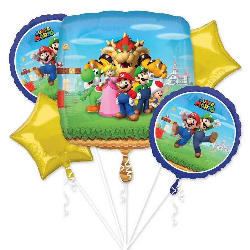 Super Mario Bros Foil Balloon Bouquet